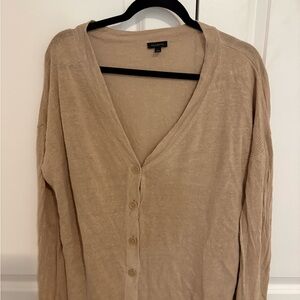 Talbots Lightweight V-Neck Button Cardigan in Beige